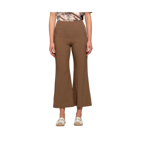 Pantalone Donna cropped lino e viscosa Nero KOCCA- Francavilla Moda